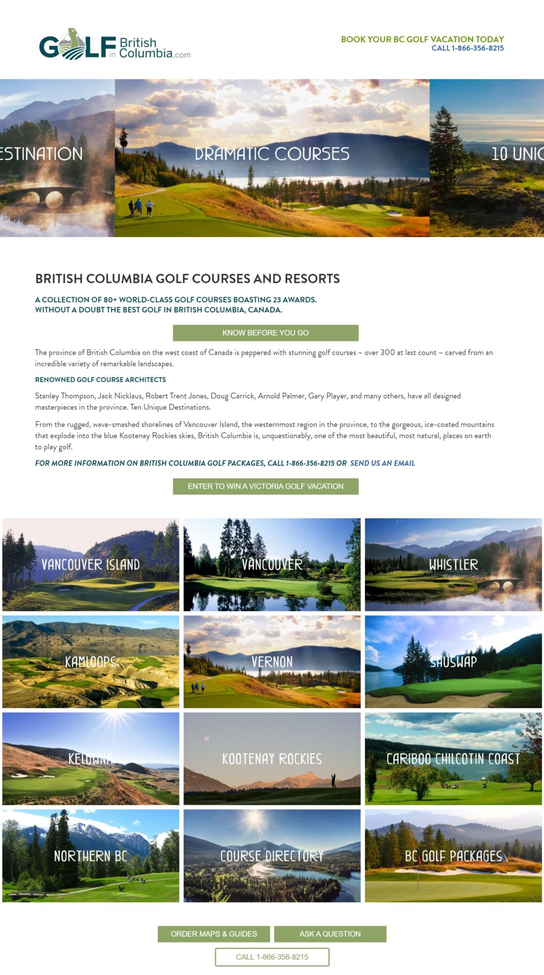 Web Advisors Client - British Columbia Golf Marketing Alliance homepage 2021