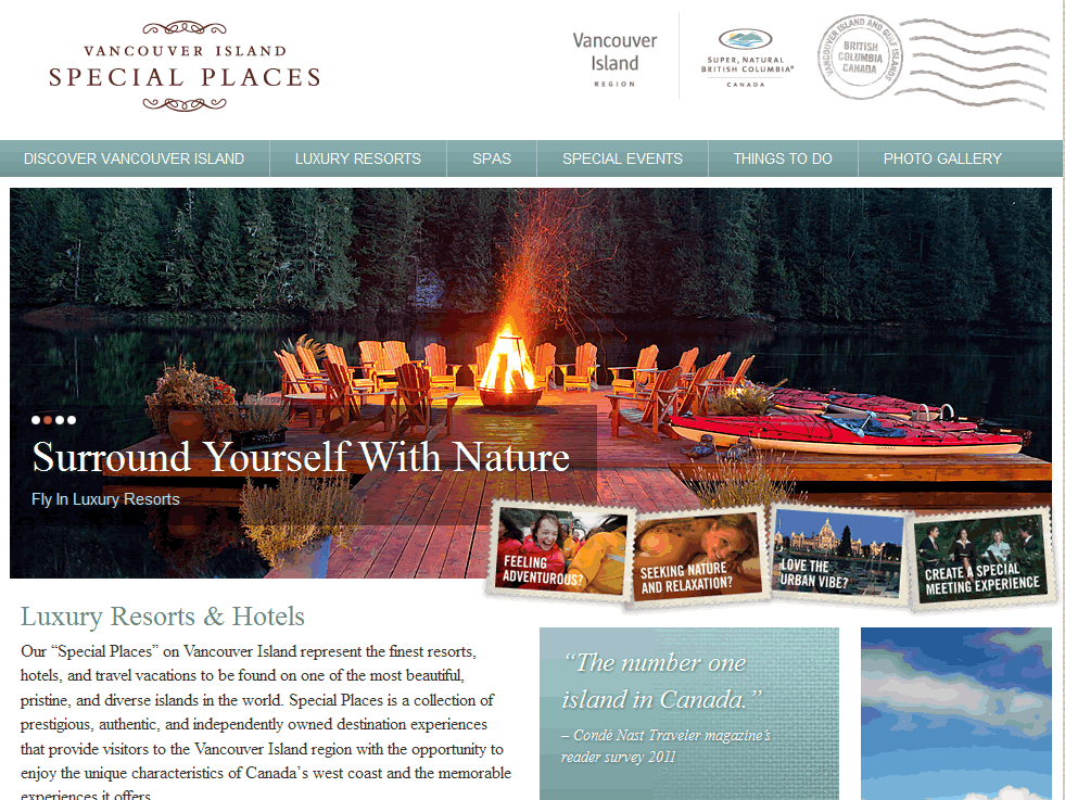 Special Places Vancouver Island Website Redesign