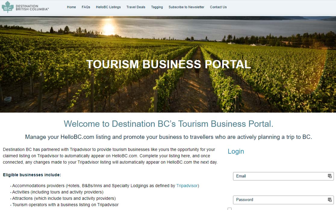 Tourism Business Portal