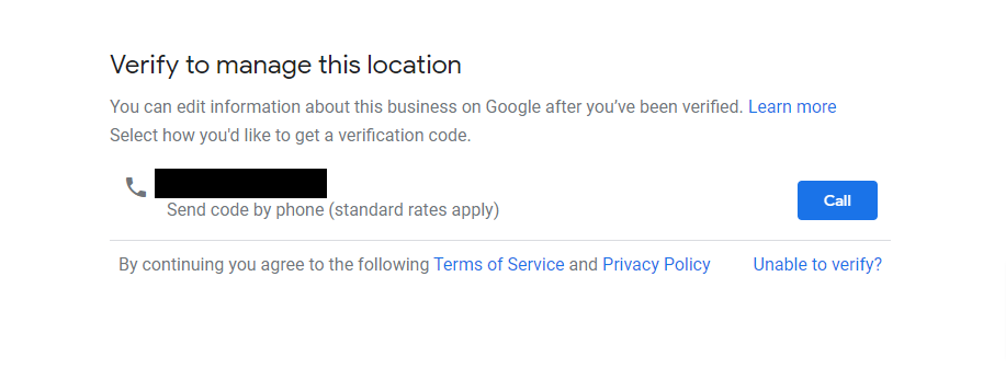 Google verification screenshot